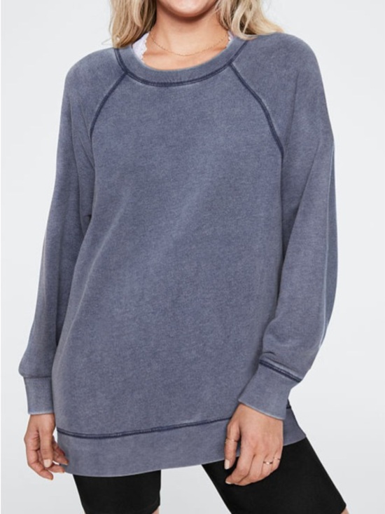 PINK Victoria's Secret Sweaters - PINK Victoria's Secret Washed Slate Blue Crewneck Sweatshirt